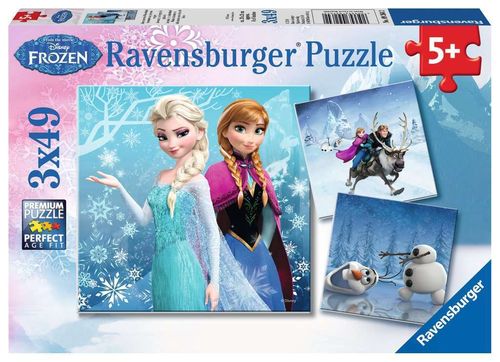 Ravensburger 092642 Puzzle Die Eiskönigin - Abenteuer im Winterland 3 x 49 Teile