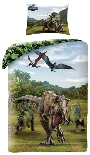 Jurassic World 2 Bettwäsche 140 x 200 cm Dinosaurier auf der Flucht Grün