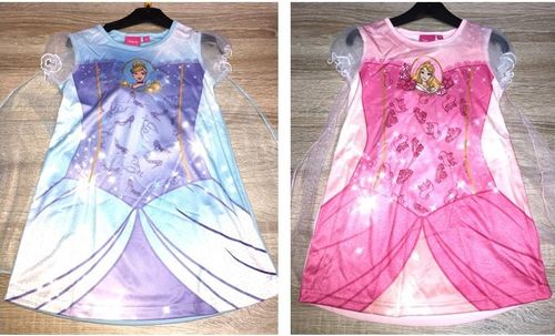 Princess T-Shirt lang mit abnehmbarem Tüll Cape Aurora rosa oder Cinderella blau