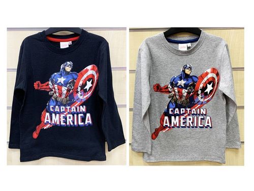 Captain America Langarm Shirt schwarz oder grau