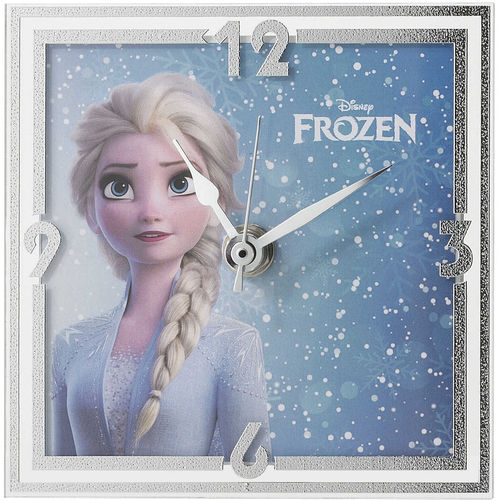 Die Eiskönigin / Frozen '' Elsa'' Uhr ''Tischuhr'' 13 x 13 cm mit 999 Silber veredelt
