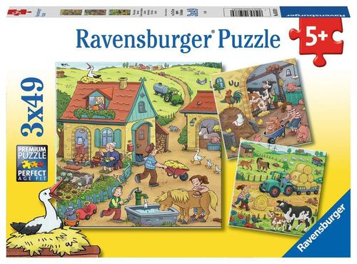 Ravensburger Puzzle 050789 Viel los auf dem Bauernhof 5+ Jahre 3x49 Teile