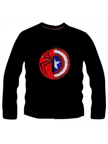 Marvel Spiderman/ Captain America Langarm-Shirt schwarz mit wende Pailetten