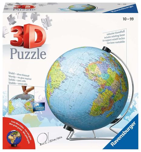 Ravensburger 11159 Puzzle-Ball Globus in deutscher Sprache 3D Puzzle 6-99 Jahre